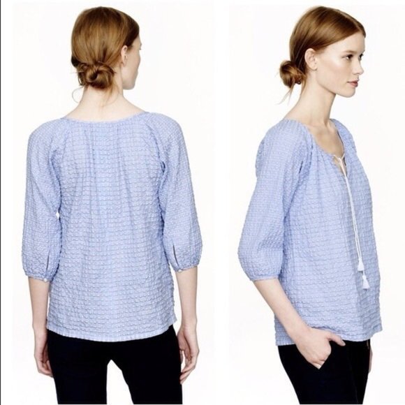 J CREW Boho Neon Dot Peasant Tassel Tie Top Shirt - Picture 5 of 6